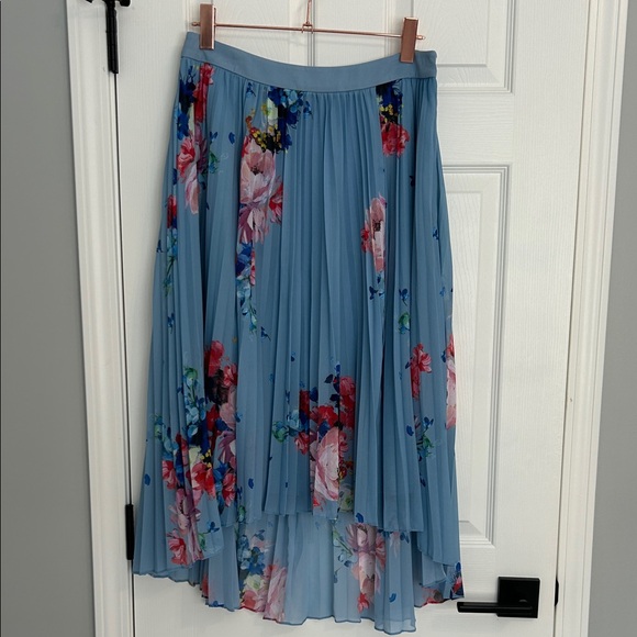 Ted Baker Harpa Raspberry Ripple print size 8 side zip lined high low midi skirt - Picture 7 of 14